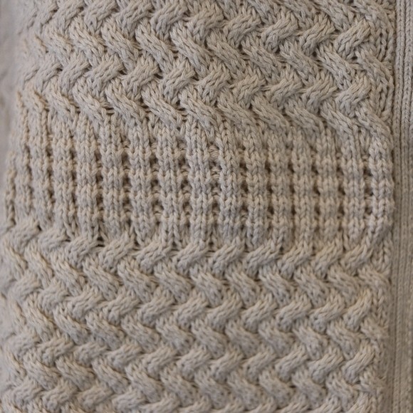 Banana Republic Full Zip Cream Textured Basket Weave Cardigan Sweater LG - Picture 7 of 11